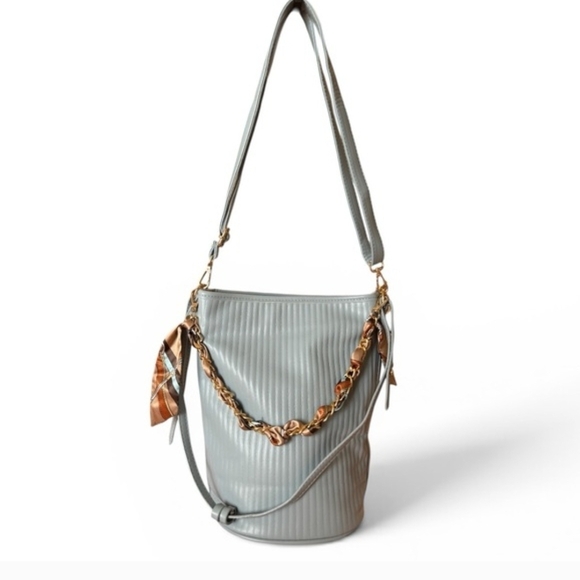 unbranded Handbags - Chic Light Blue Bucket Tote with Chain Accent